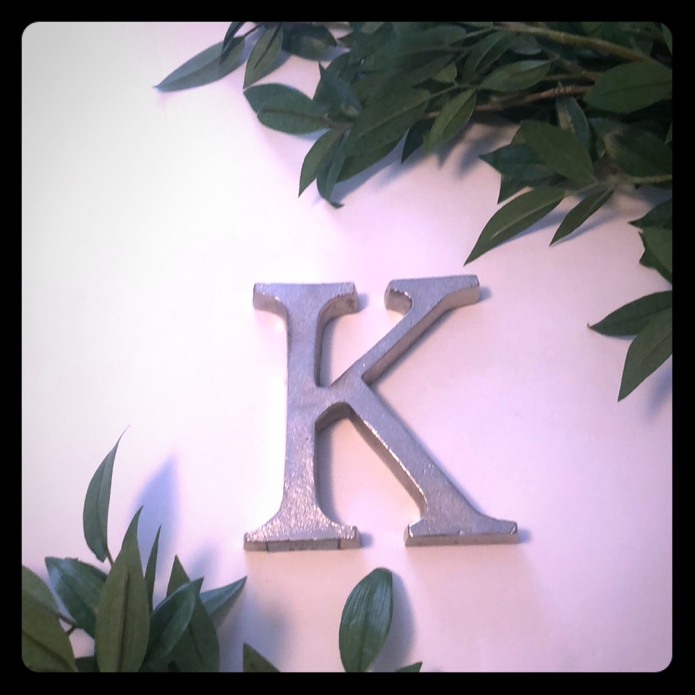 letter K silver decor piece